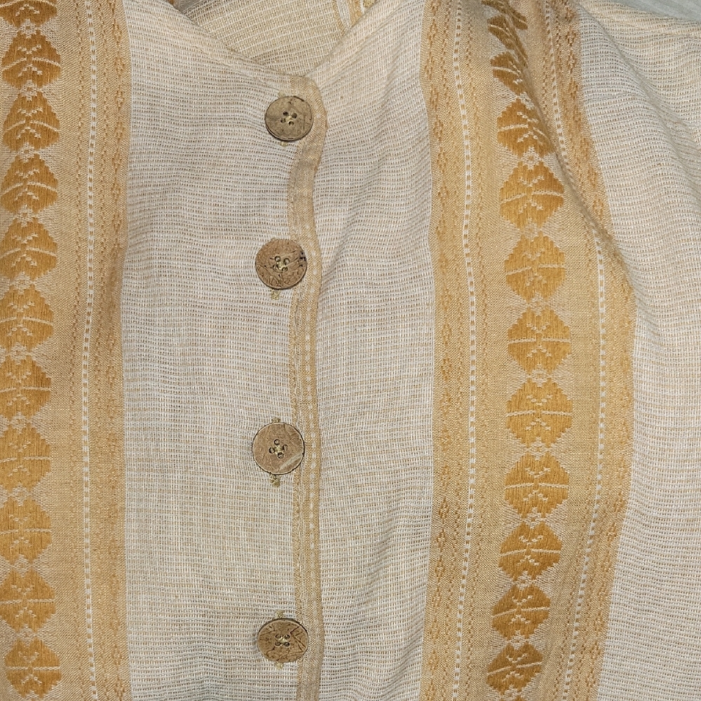 Rip Curl Cream and Gold Sun Dress Button Down Straps Sz MD $12 Price Drop $10 - Picture 7 of 7
